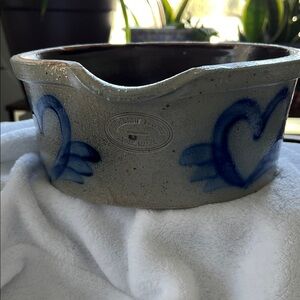Artisan pottery Bowl with Blue Heart Motif